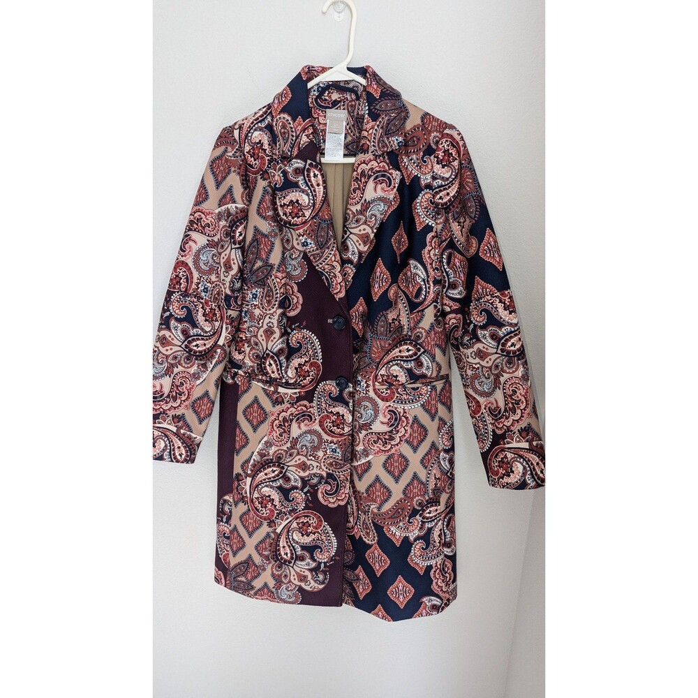 Chicos Patched Paisley Print Coat Sz 00